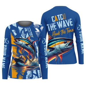 Catch The Wave Hook The Tuna Fishing Women SPF Shirt, Women Fishing Shirt, Funny Fishing Shirt