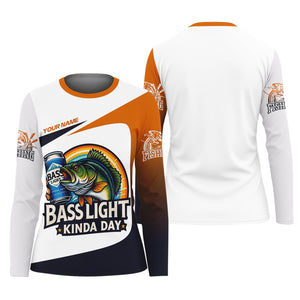 Basslight Kinda Day Fish And Beer Funny Fishing Shirt, Female Fishing Shirts, SPF Long Sleeve Shirts Womens