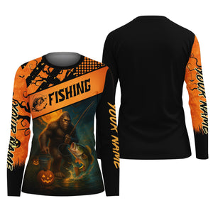 Bigfoot Halloween Fishing UPF Shirts, Women Fishing Shirt, Long Sleeve Fishing Shirts, Bass Fishing