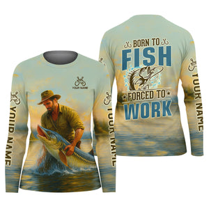 Born To Fish Forced To Work Fishing Shirt For Women, Funny Fishing Shirt, Female Fishing Shirts