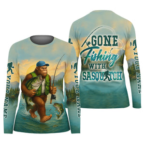Gone Fishing With Sasquatch, SPF Long Sleeve Shirts Womens, Female Fishing Shirts