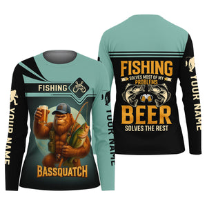 Fishing Solves Most Of My Problems Beer Solves The Rest SPF Shirt, Funny Fishing Shirt, Women Fishing Shirt
