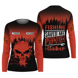 Fishing Saved Me From Being A Pornstar Red Fishing Shirt, Funny Fishing Shirt, Female Fishing Shirts