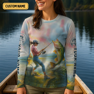 Fish Like A Girl Try To Keep Up, Women SPF Shirt, Funny Fishing Shirt, Women Fishing Shirt