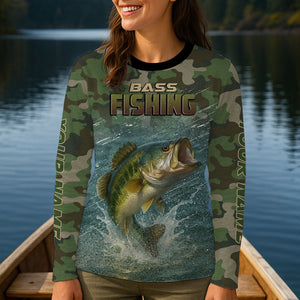 On Weekends I Hook Up With Big Girls Camo Bass Fishing Shirt, Fish Shirt Funny, Women Fishing Shirt