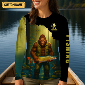 Sasquatch Doesn't Need A Fish Story Funny Fishing Shirt, Fishing UPF Shirts, Women Fishing Shirt