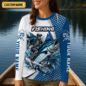 Skeleton Fishing Shirts, Where the Sea Meets the Soul, SPF Long Sleeve Shirts Womens, Female Fishing Shirts