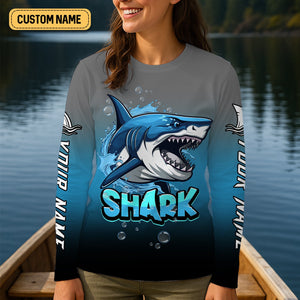 Shark Fishing UPF Shirts, Shark Master of The Ocean, Women Fishing Shirt, SPF Long Sleeve Shirts Womens