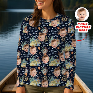 Custom Face Fishing UPF Shirts, Women Fishing Shirt, SPF Long Sleeve Shirts Womens