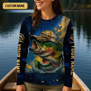 Camouflage Fishing Shirts, Largemouth Bass Fishing, Women's Fishing Shirt, SPF Long Sleeve Shirts Womens