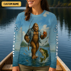 Catchin' Bass With The Big Guy, Fishing Shirts, SPF Long Sleeve Shirts Womens, Female Fishing Shirts