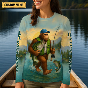 Gone Fishing With Sasquatch, SPF Long Sleeve Shirts Womens, Female Fishing Shirts