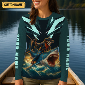 Riding The Waves Of Life Even When They Bite Back SPF Shirt, Funny Fishing Shirt, Female Fishing Shirts