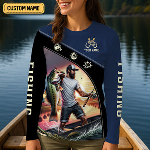 Fishing Shirts, I Don't Need Therapy I Just Need To Go Fishing, SPF Long Sleeve Shirts Womens, Female Fishing Shirts