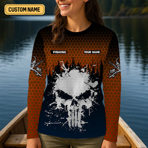 Fishing Saved Me From Being A Pornstar Hexagon Pattern SPF Shirt, Funny Fishing Shirt, Female Fishing Shirts