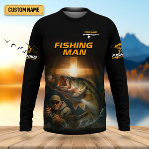 I Like Fishing And Believe In Jesus Shirts, SPF Long Sleeve Shirts, Fishing Shirts For Men, Fisherman Gift