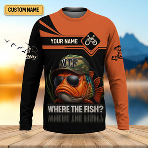 WTF Where The Fish Camo Tournament Fishing Shirts, Funny Fishing Shirt, SPF Shirt For Men, Men's Fishing Shirt