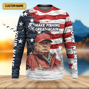 Make Fishing Great Again Patriotic Fishing Shirt, American Flag Fishing Shirt, Fishing Shirts For Men