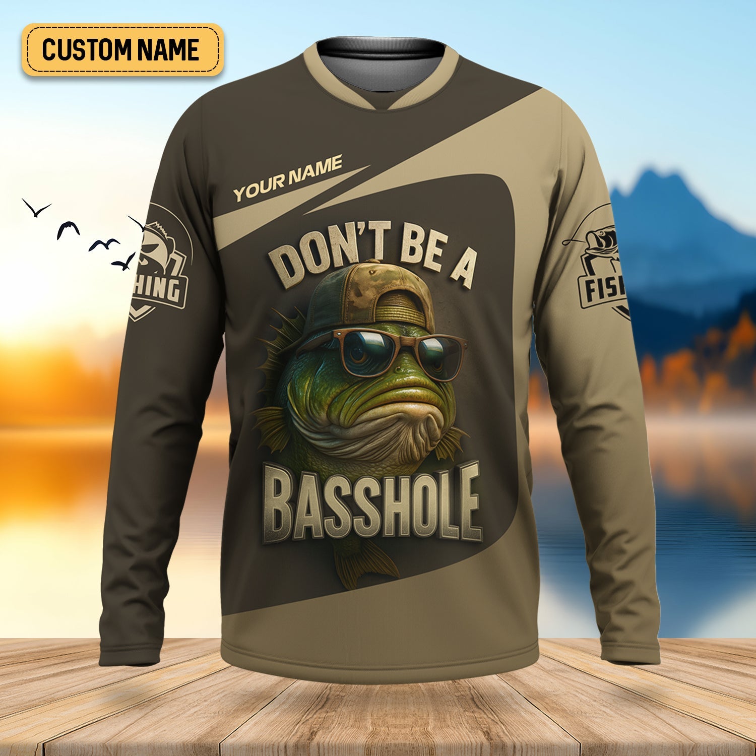 Don't Be A Basshole Men's Fishing Shirt, Mahi Fishing Shirt, UPF Fishing Shirt