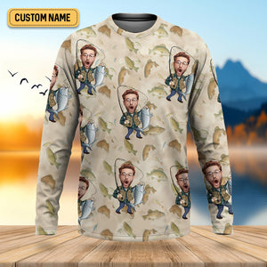 Custom Face Fishing Man SPF Shirt For Men, Funny Fishing Shirt, Presents For Fishermen
