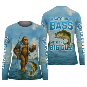 Catchin' Bass With The Big Guy, Fishing Shirts, SPF Long Sleeve Shirts Womens, Female Fishing Shirts