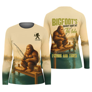 Bigfoot's Quiet Day At The Lake Fishing UPF Shirts, Funny Fishing Shirt, Women Fishing Shirt