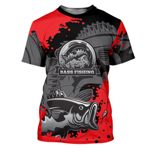 Black Red Bass Fishing Tournament Fishing Shirts, SPF Long Sleeve Shirts Womens