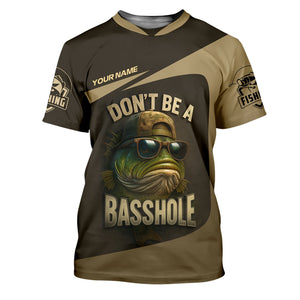 Don't Be A Basshole Men's Fishing Shirt, Mahi Fishing Shirt, UPF Fishing Shirt