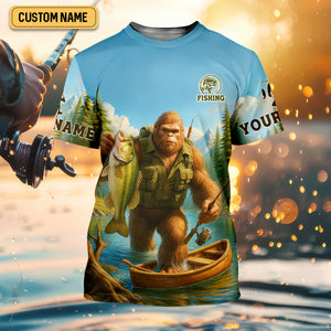 Bigfoot Legendary Adventures Await Bass Fishing Shirt, Funny Fishing Shirt, Presents For Fishermen