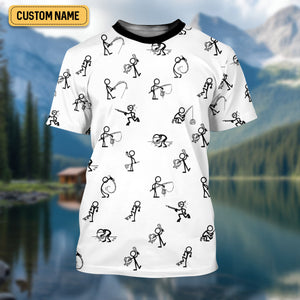 Funny Stick Figure Fishing Pose SPF Shirt For Men, Funny Fishing Shirt, Fishing Shirts For Men
