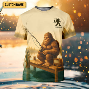 Bigfoot's Quiet Day At The Lake Fishing UPF Shirts, Funny Fishing Shirt, Women Fishing Shirt