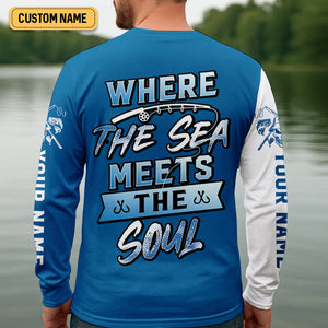 Skeleton Fishing Shirts, Where The Sea Meets The Soul, SPF Long Sleeve Shirts, Fishing Shirts For Men