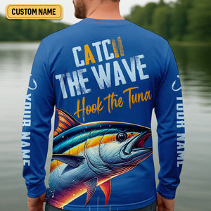 Catch The Wave Hook The Tuna SPF Shirts, Fishing Shirts For Men, Fisherman Gift