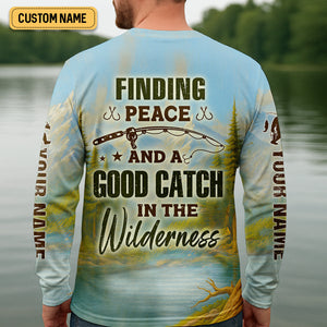 Finding Peace And A Good Catch In The Wilderness Bigfoot Fishing UPF Shirts, Gift For Fisherman