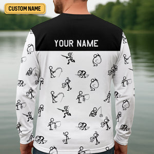 Funny Stick Figure Fishing Pose SPF Shirt For Men, Funny Fishing Shirt, Fishing Shirts For Men