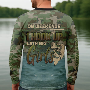 On Weekends I Hook Up With Big Girls Camo Bass Fishing Shirt, Funny Fishing Shirt, Fishing Shirts For Men