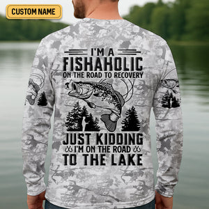 I'm A Fishaholic On The Road To Recovery Fishing UPF Shirts, Funny Fishing Shirt, Fishing Shirts For Men