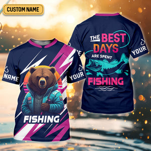 Gone Fishing, The Best Days Are Spent Fishing, Funny Bear Fishing Shirt, SPF Shirt, Fisherman Outfit, Mens Casual Shirts