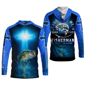 Jesus Made Me A Fisherman SPF Long Sleeve Shirts, Jesus Fishing Shirt, Fishing Shirts For Men