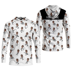 Funny Stick Figure Fishing Pose Custom Face SPF Shirt For Men, Funny Fishing Shirt, Fishing Shirts For Men