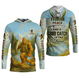 Finding Peace And A Good Catch In The Wilderness Bigfoot Fishing UPF Shirts, Gift For Fisherman