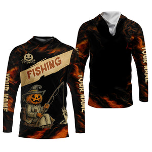 Pumpkin Fishing SPF Shirt, Halloween Fishing Men Jersey, Funny Fishing Shirt, Presents For Fishermen