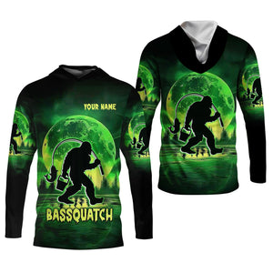 Bassquatch Green Neon Bigfoot Fishing Shirt, Women SPF Shirt, Women Fishing Shirt, Bass Fishing