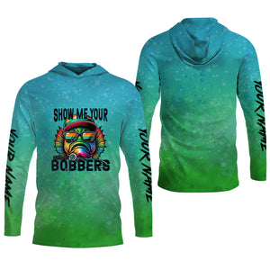 Show Me Your Bobbers Shirt, Green Blue Neon Men Fishing Shirt, Funny Fishing Shirt, SPF Shirt
