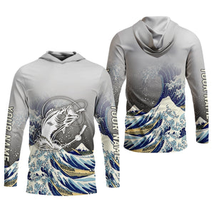 Great Wave Bass Fishing Long Sleeve, Fishing UPF Shirts, Funny Fishing Shirt, Gift For Fisherman