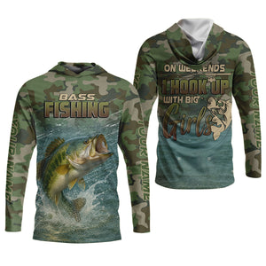 On Weekends I Hook Up With Big Girls Camo Bass Fishing Shirt, Funny Fishing Shirt, Fishing Shirts For Men