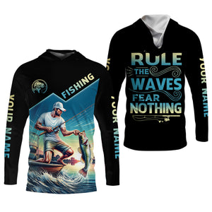 Fishing Shirts, Rule The Waves Fear Nothing, SPF Long Sleeve Shirts, Fishing Shirts For Men
