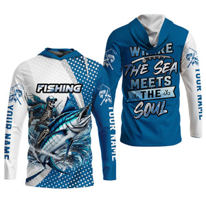 Skeleton Fishing Shirts, Where The Sea Meets The Soul, SPF Long Sleeve Shirts, Fishing Shirts For Men