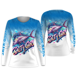 Fisherwomen, Salty Girl Fishing UPF Shirts, Women Fishing Shirt, Long Sleeve Fishing Shirts