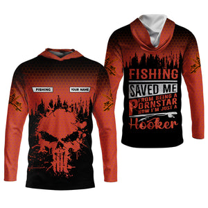 Fishing Saved Me From Being A Pornstar Red Fishing Shirt, Funny Fishing Shirt, SPF Shirt For Men, Gift For Fisherman